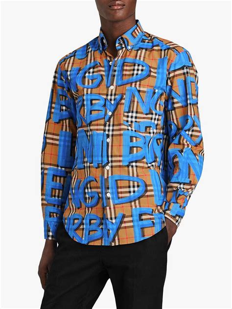 burberry graffiti print check shirt